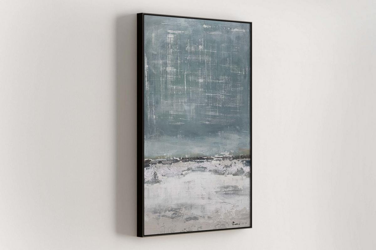 ACRYLBILD HANDGEMALT 60/90 cm - Blau/Beige, Holz/Textil (60/90cm) - KUNSTLOFT