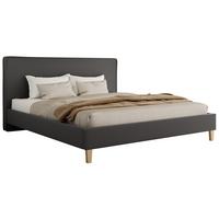 POLSTERBETT LUMARO CLASSIC 200/200 - Dunkelgrau Kunstleder - Matratze Multipocket - Dunkelgrau/Kernbuche, Holz/Textil (200/200cm) - MKS