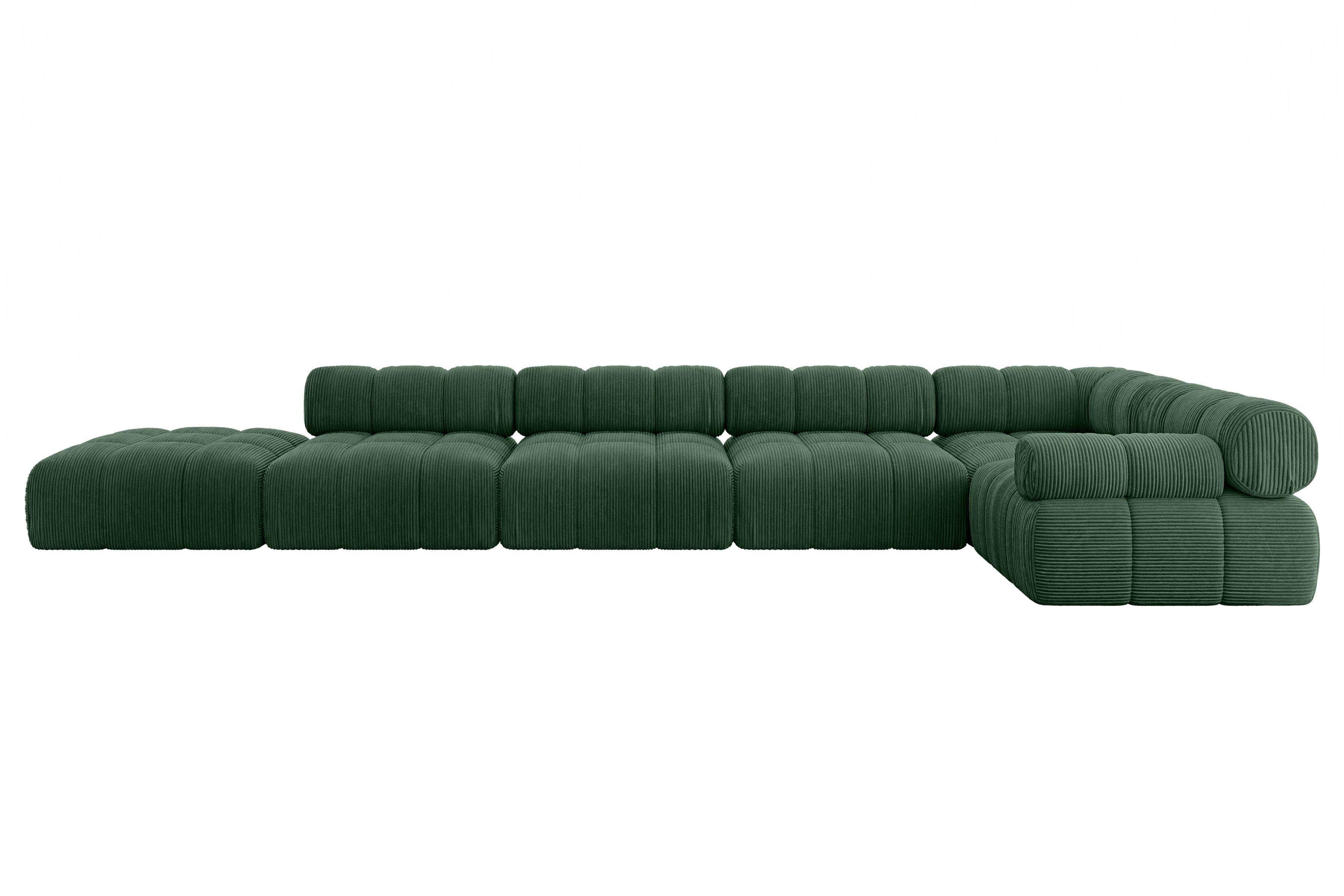 ECKSOFA modulares Sofa Felto-L3 - 475x190x70 cm Grün Cord - Grün, Holzwerkstoff/Textil (475/190cm) - ALTDECOR