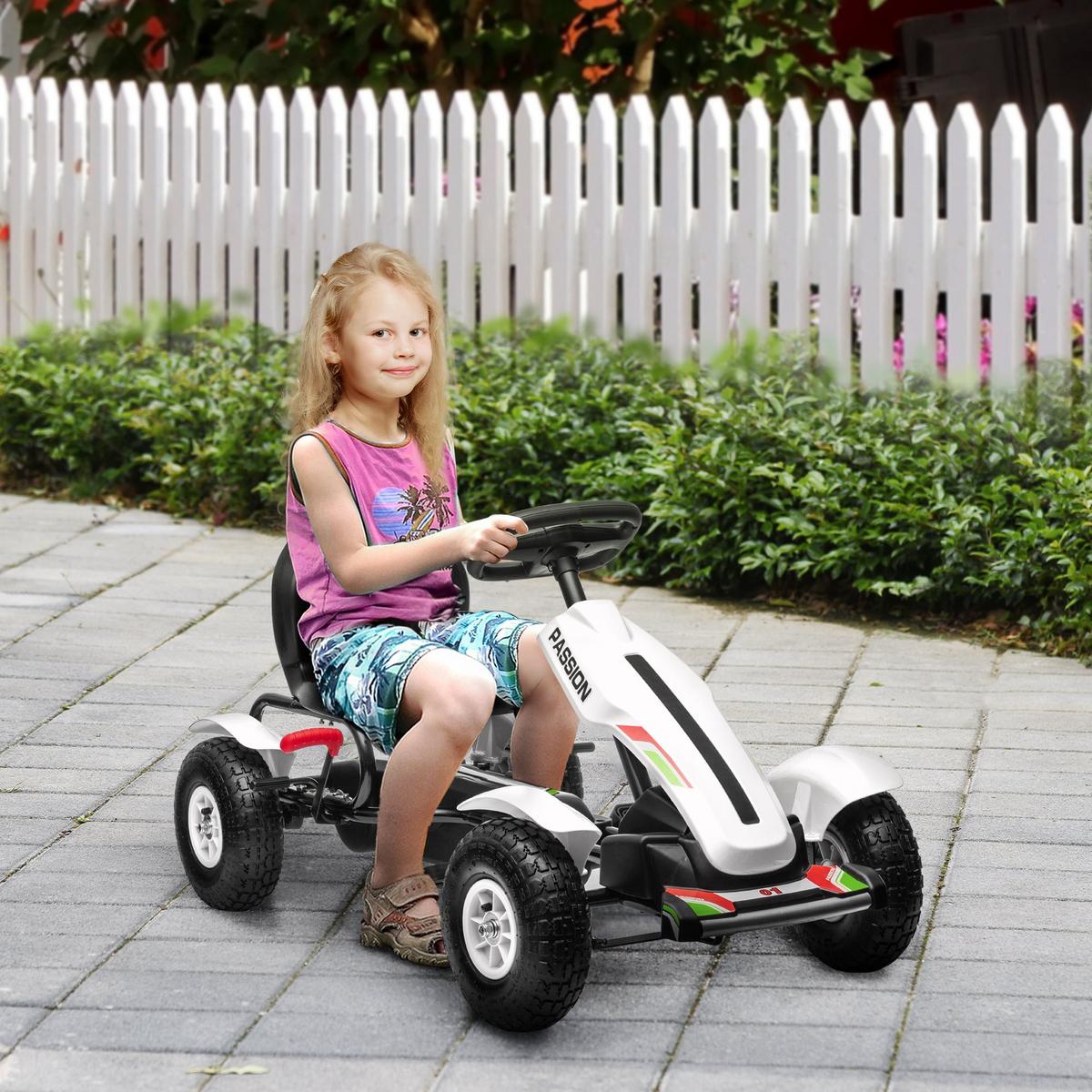 KINDER-GOKART Kunststoff Metall Weiß - Weiß, Kunststoff (117/58/61cm) - HOMCOM