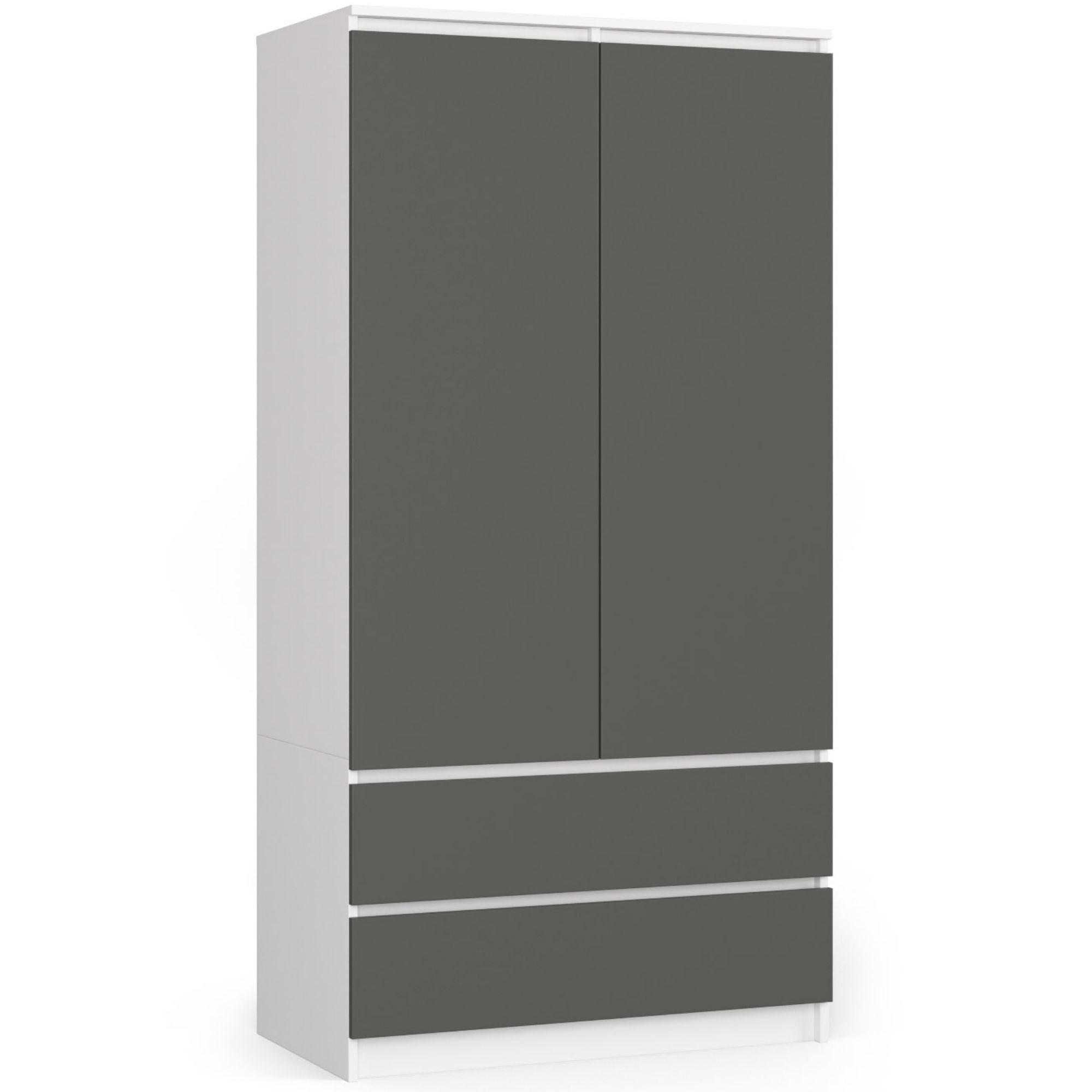 KLEIDERSCHRANK Weiß, Graphit Grau 180/90/51 - Weiß, Holzwerkstoff (90/180/51cm) - RAUMHIRSCH FURNITURE