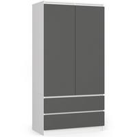 KLEIDERSCHRANK Weiß, Graphit Grau 180/90/51 - Weiß, Holzwerkstoff (90/180/51cm) - RAUMHIRSCH FURNITURE