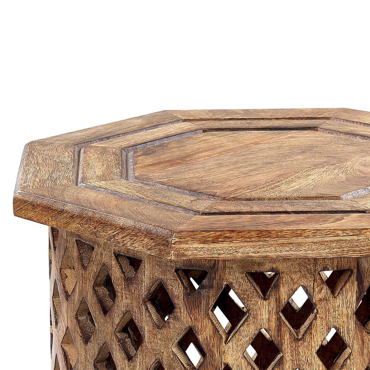 BEISTELLTISCH Mangoholz dunkler Holzfarbton rund 42 cm Khanpur - Dunkelbraun, Holz (42/42/46cm) - Beliani