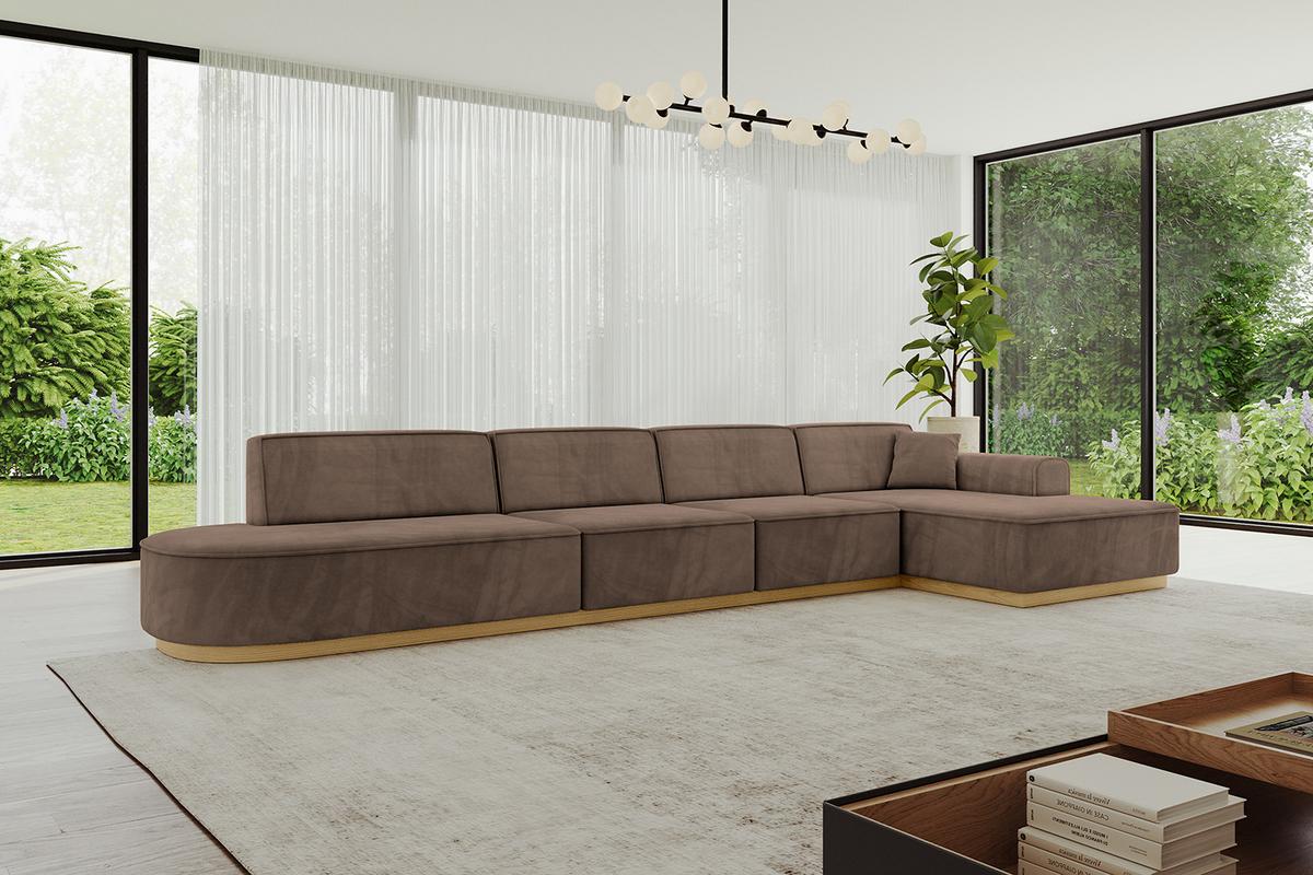 ECKSOFA Ottomane Rechts IREA-L3-v2 - 412x165x80 cm Braun - Braun, Holzwerkstoff/Textil (412/165cm) - ALTDECOR