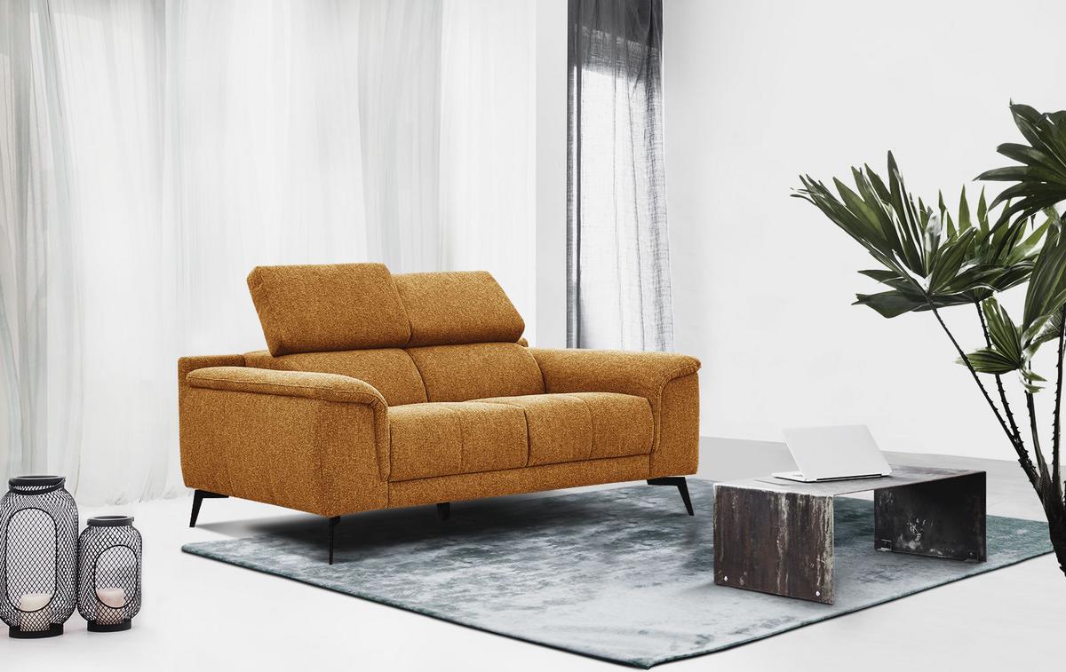 SOFA FIERO 2-Sitzer, orange - Schwarz/Orange, Holzwerkstoff/Textil (170/82/103cm) - Wozimo