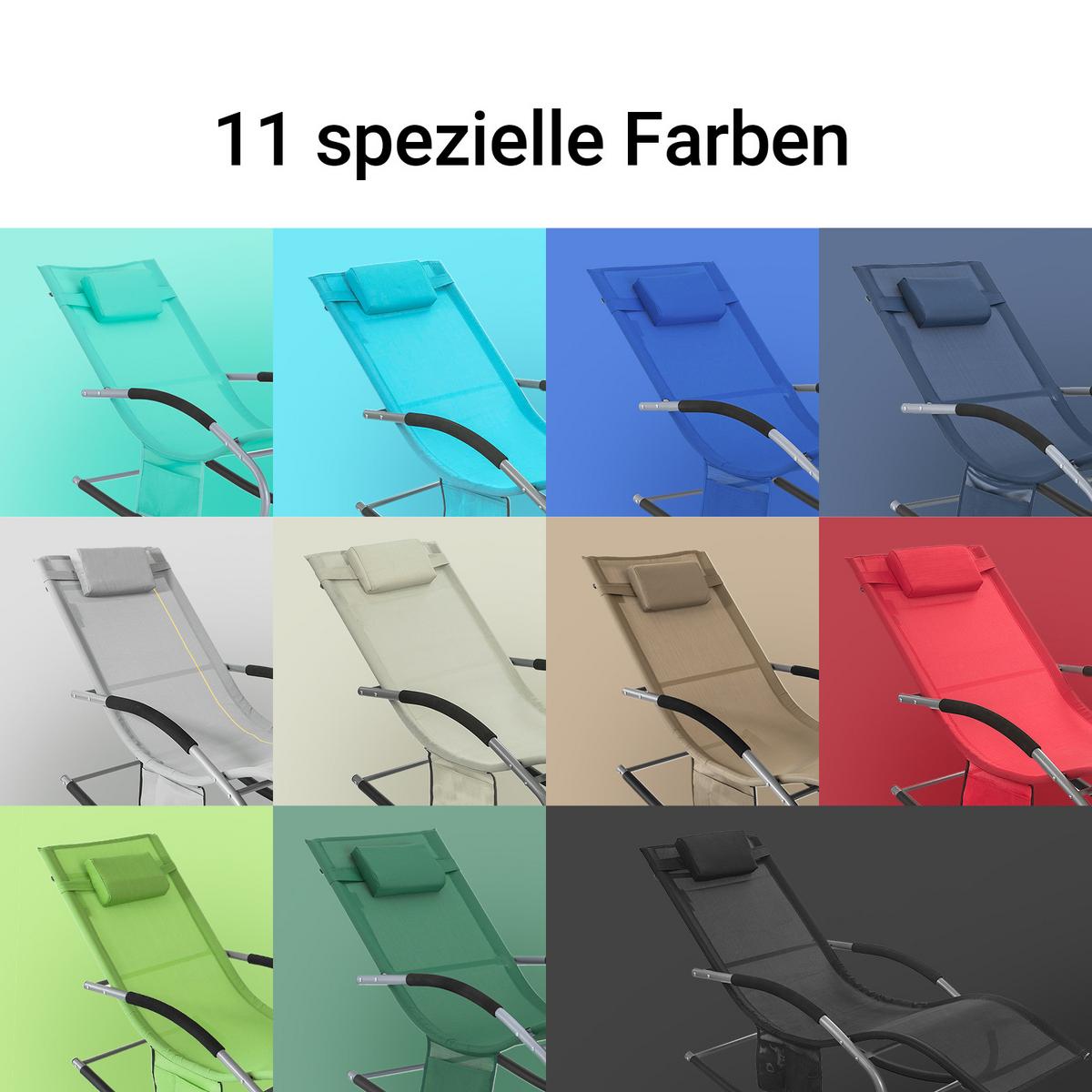 SONNENLIEGE blau - Blau, Metall (63/87/150cm) - SoBuy