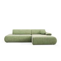 ECKSOFA DELTA R-S Grün Geflochtener Stoff mit Schlaffunktion - Grün, Holz (286/173.5cm) - MASSENO