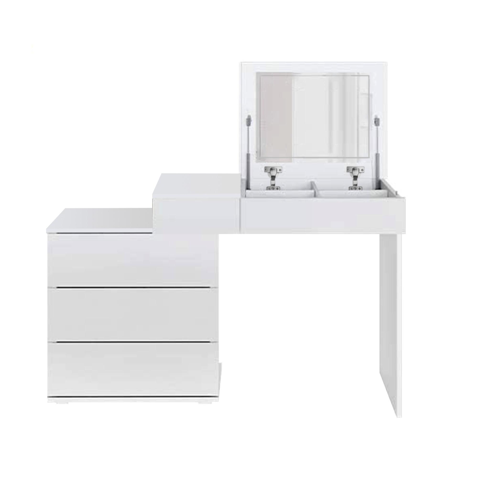 SCHMINKTISCH Weiß 117,5 x 78 x 45 cm aus MDF mit Klappspiegel - Weiß, Holzwerkstoff (117.5/78/45cm) - ML-DESIGN