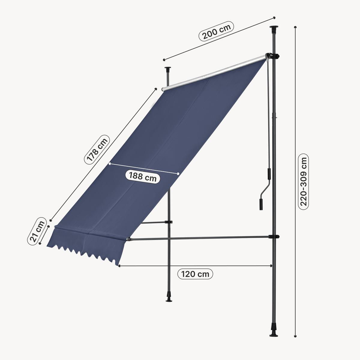 KLEMMMARKISE Stem - Dunkelblau, Textil/Metall (200/309/120cm) - pro.tec