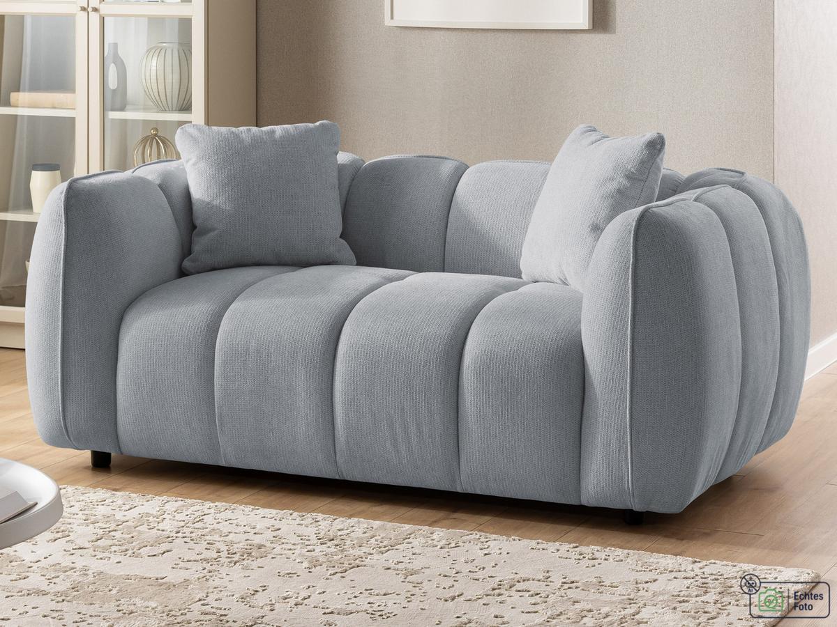 2-SITZER SOFA Nubira in tief gesteppter Bubble-Optik aus weichem Grau Strukturstoff im modernen Design - Schwarz/Grau, Holz/Kunststoff (172/69/89cm) - S-Style Möbel