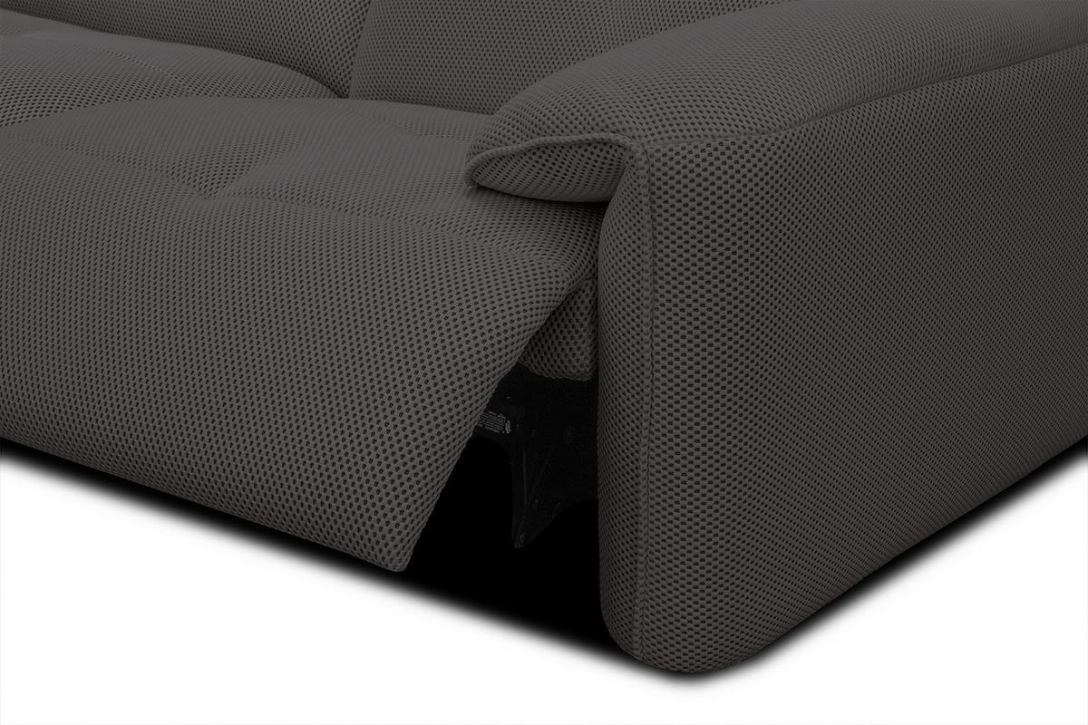 ECKSOFA TRENTO 4-Sitzer mit 1 Relaxfunktion, dunkelgrau - Dunkelgrau/Schwarz, Holzwerkstoff/Kunststoff (165/262cm) - Wozimo
