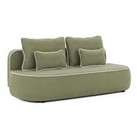 KINDERSOFA Vero im modernen und abgerundeten Design mit Schlaffunktion und Bettkasten aus Olivgrün Plüschstoff mit beiger Paspel - Schwarz/Olivgrün, Holz/Kunststoff (210/90/98cm) - S-Style Möbel