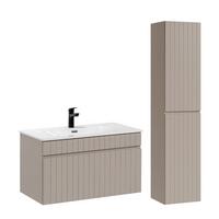 BADMÖBEL 80cm Zelie 2er-Set Kaschmir - Beige, Holzwerkstoff (80/46/46cm) - Petits-meubles