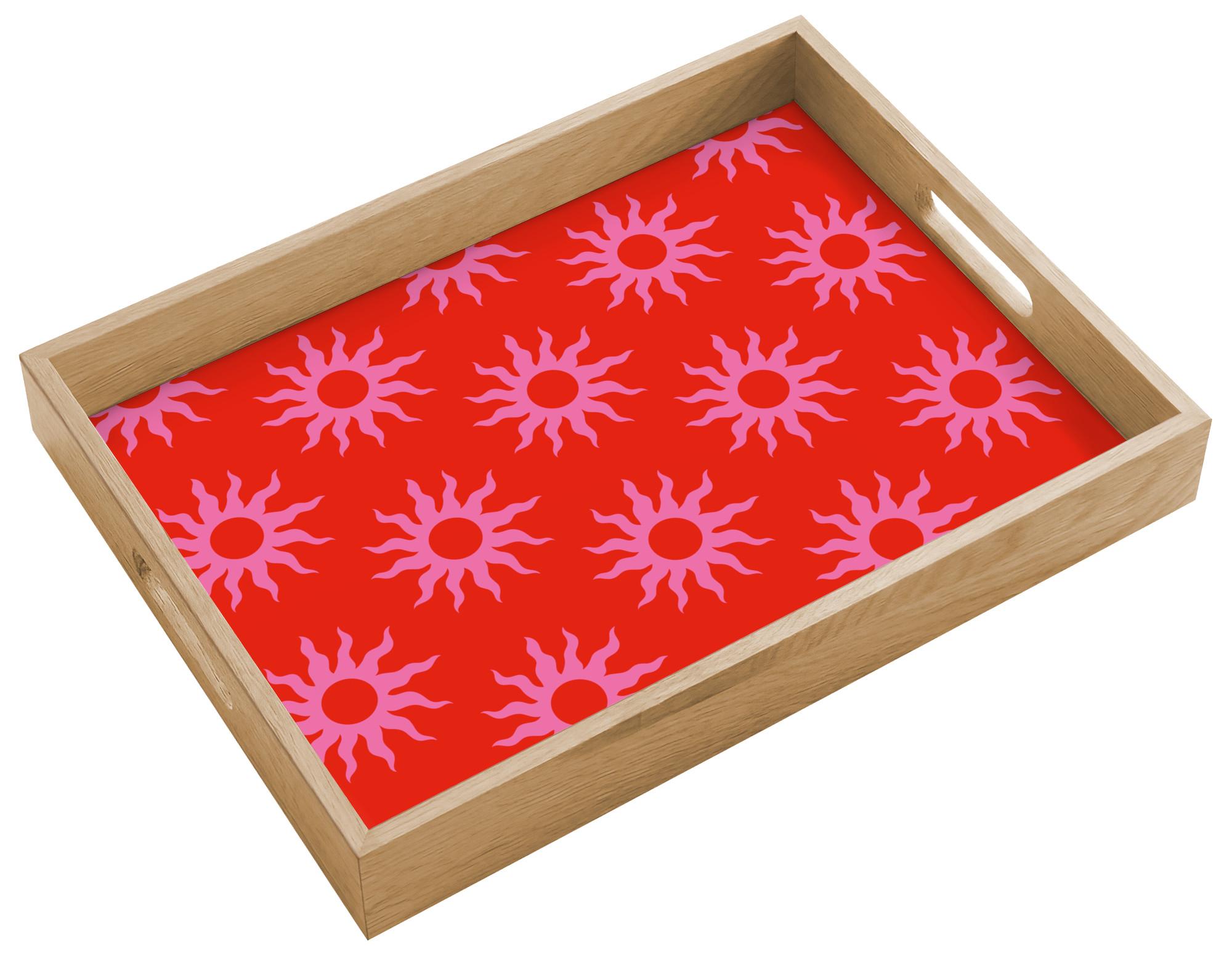 TABLETT Sonnen - Rot - Rosa - Muster - Sommer 40x30 cm - Rot, Holz (40/5/5cm) - OnlyWow