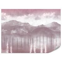 FOTOTAPETE Neblige violette Landschaft Berge 450x315 - Violett/Rosa, Papier (450/315cm) - Muralo