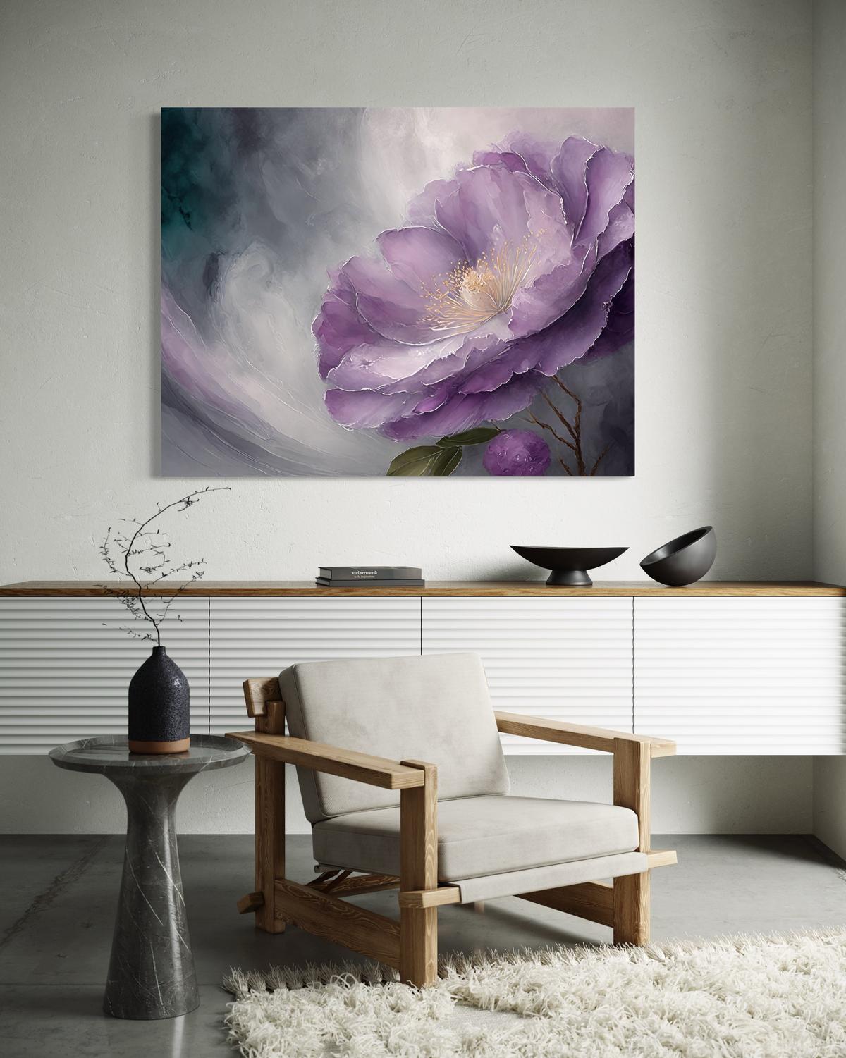 WANDBILD blüte - Lila, Textil (60/40cm) - Feeby