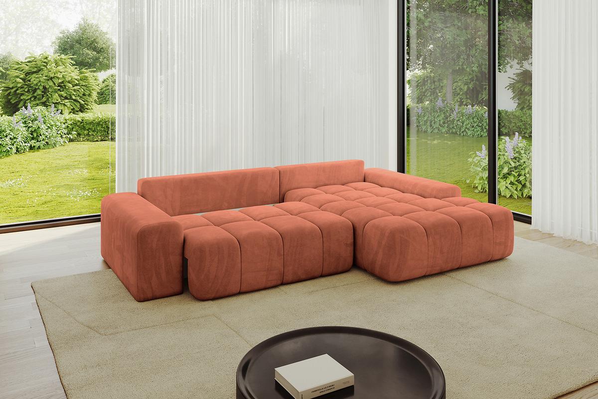 ECKSOFA Ottomane Rechts ENSI-L - 267x164x69 cm Koralle - Koralle, Holzwerkstoff/Kunststoff (164/267cm) - ALTDECOR