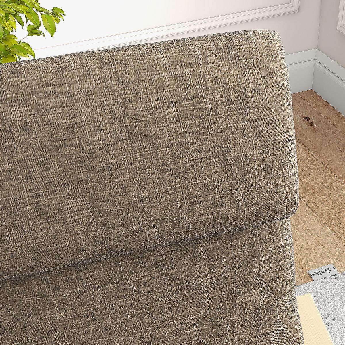 SESSEL mit Kopfstütze und Armlehnen, Bezug in Leinenoptik, Holzgestell, Braun - Braun, Kunststoff (79/98/65cm) - HOMCOM