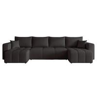 WOHNLANDSCHAFT Leros Schlaffunktion - Schwarz, Holzwerkstoff/Textil (318/79/145cm) - Fun Möbel