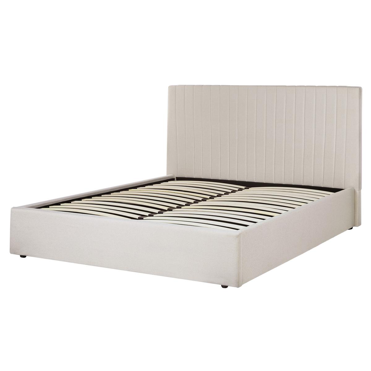 BETT mit Stauraum 160/200 cm Stoff Hellbeige Vion - Beige, Textil (160/200cm) - Beliani