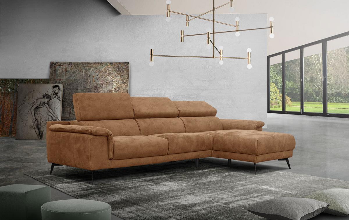 ECKSOFA FIERO 4-Sitzer, braun - Schwarz/Braun, Holzwerkstoff/Textil (288/170cm) - Wozimo