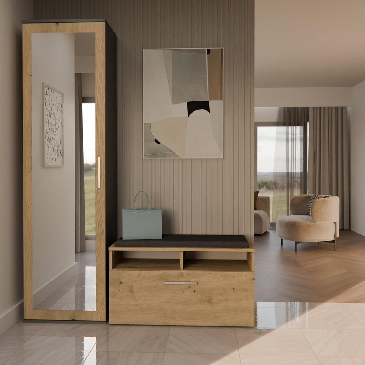 GARDEROBENSCHRANK Anthrazit, Artisan 50/180/35 - Anthrazit, Holzwerkstoff (50/180/35cm) - RAUMHIRSCH FURNITURE