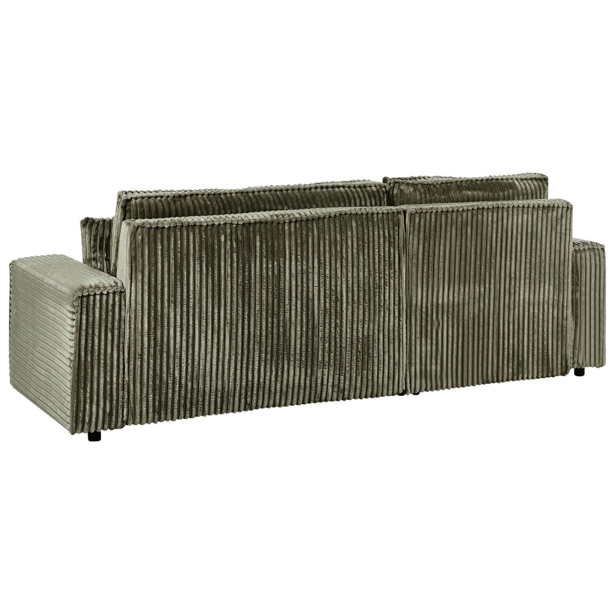 ECKSCHLAFSOFA 3-Sitzer Cord Grün mit Stauraum rechtsseitig Abacka - Grün, Textil (247/147cm) - Beliani