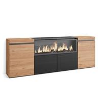 SIDEBOARD Elektrokamin XXL, eiche, schwarz, 208/35/75cm - Eichefarben/Multicolor, Holzwerkstoff (208/75/35cm) - Skraut Home