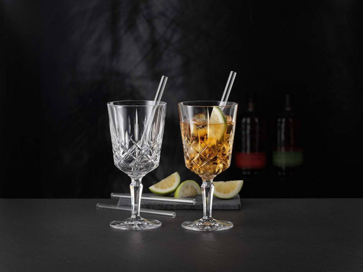 COCKTAILGLÄSER MIT GLASTRINKHALMEN Noblesse transparent 355 ml 2er Set - Transparent, Glas (0.355L) - Nachtmann