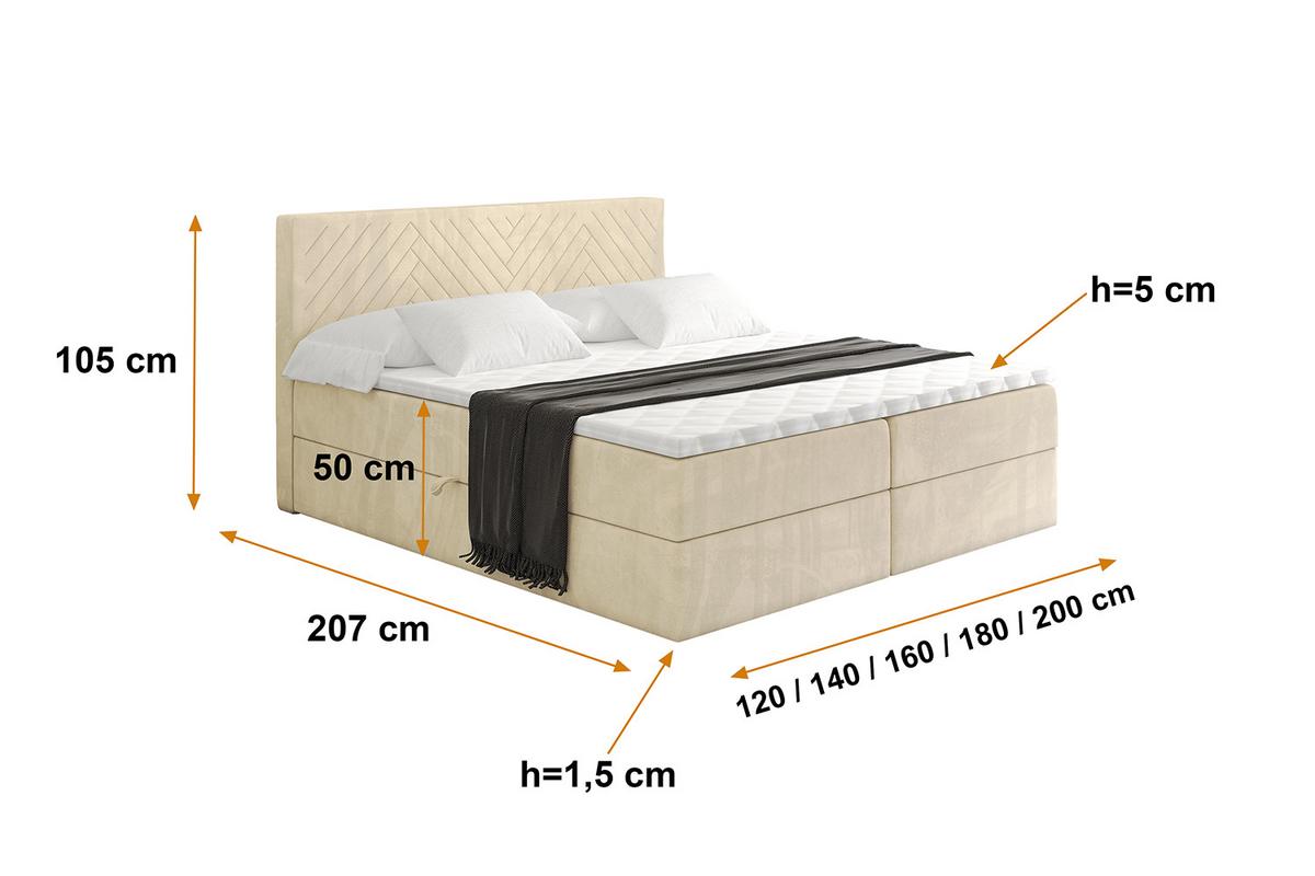 BOXBETT mit Matratze H4 und Lattenrost - VEXA - 180x200 - Beige Monolith - Beige, Holzwerkstoff/Kunststoff (180/200cm) - ALTDECOR