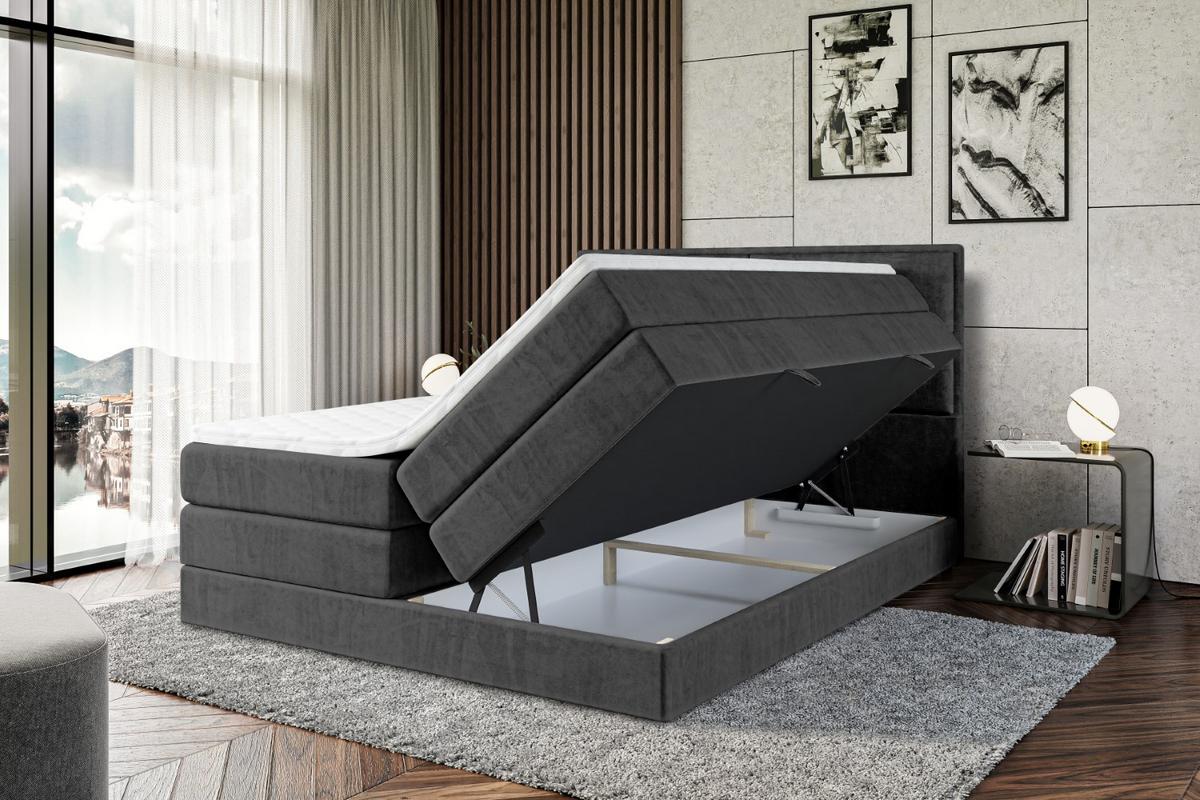BOXSPRINGBETT AURA KING - 140 x 200 - H3/H4 - Schwarz - Schwarz, Holzwerkstoff (140/200cm) - ALTDECOR