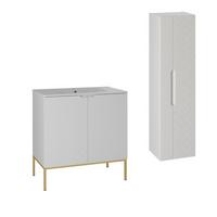 BADMÖBEL 80cm Daria 2er-Set Weiß - Weiß, Holzwerkstoff (80/82/45.8cm) - Petits-meubles