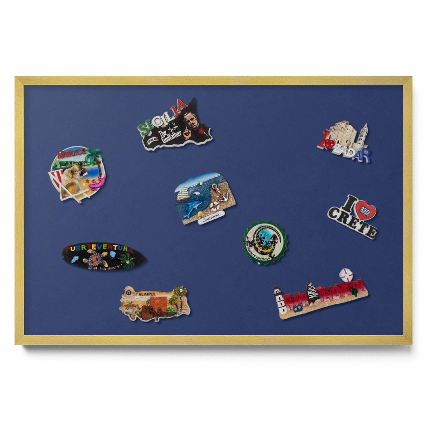 MAGNETTAFEL 60x40 cm Goldener Rahmen Dunkelblau - Dunkelblau, Metall (60/50/0.4cm) - TULUP