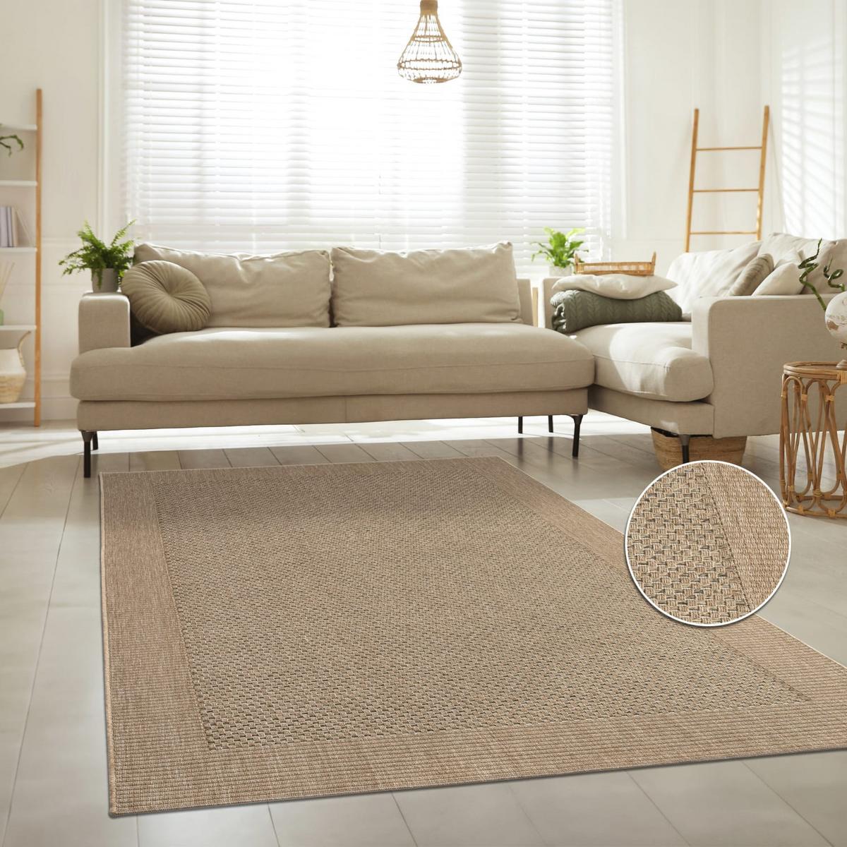 FLACHWEBTEPPICH, mit Bordüre, Beige, 80 x 150 cm - Beige, Textil (150/80cm) - KADIMA DESIGN