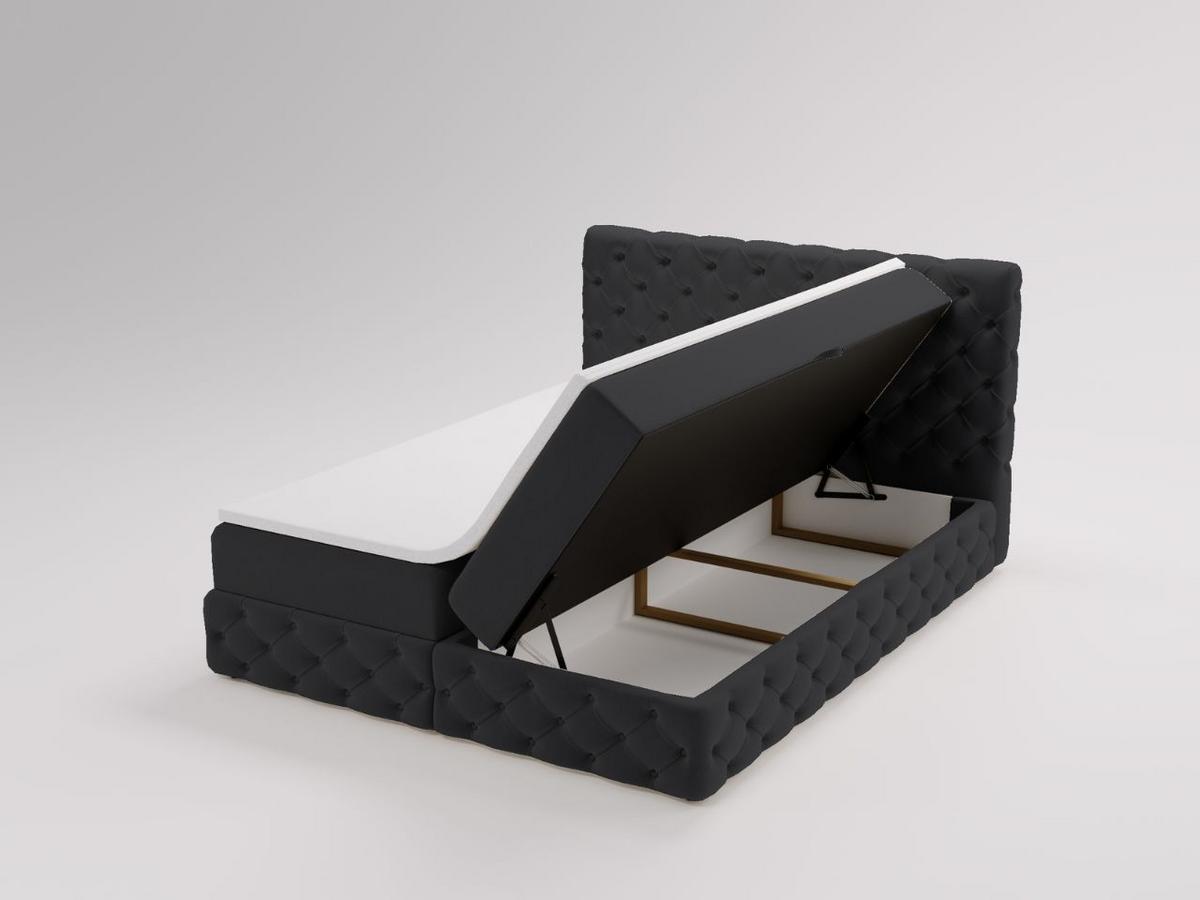 BOXBETT Canolo 140x200 Schwarz - Schwarz, Holz/Textil (140/200cm) - Graingold
