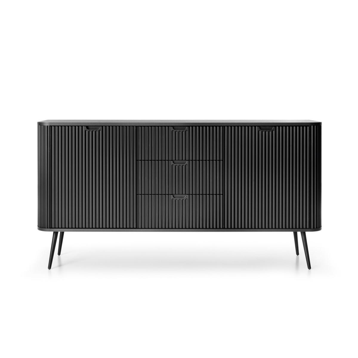 SIDEBOARD ZENZERO 168/87/39 cm mit 3 Schubladen 2 Türen Schwarz - Schwarz, Holzwerkstoff (168/87/39cm) - MASSENO