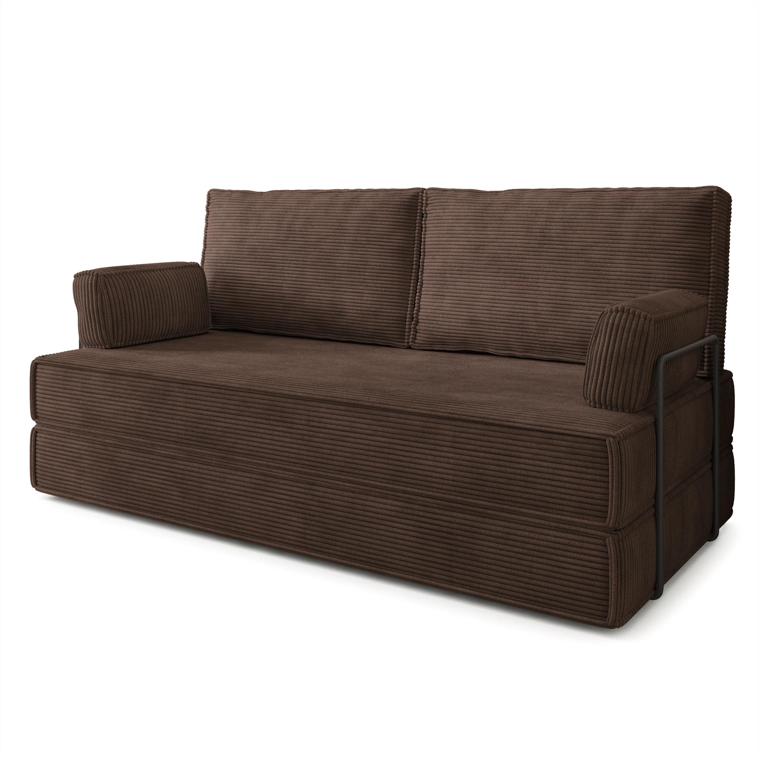 BETTSOFA SILAR aus Schaumstoff Kordstoff Braun Schlaffunktion - Braun, Textil (170/86/80cm) - MASSENO
