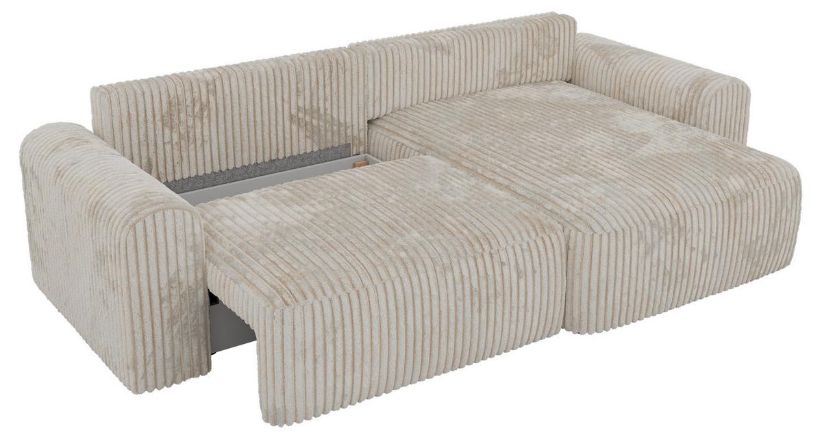 ECKSOFA NEKSON L - Beige Cord - Beige/Schwarz, Kunststoff/Textil (274/152cm) - MKS