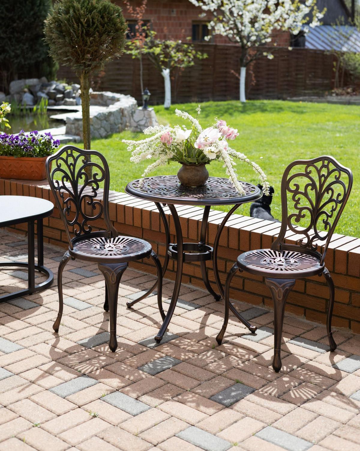 GARTENSTUHL 2er Set Braun Triora - Braun, Metall (50/88/50cm) - Beliani