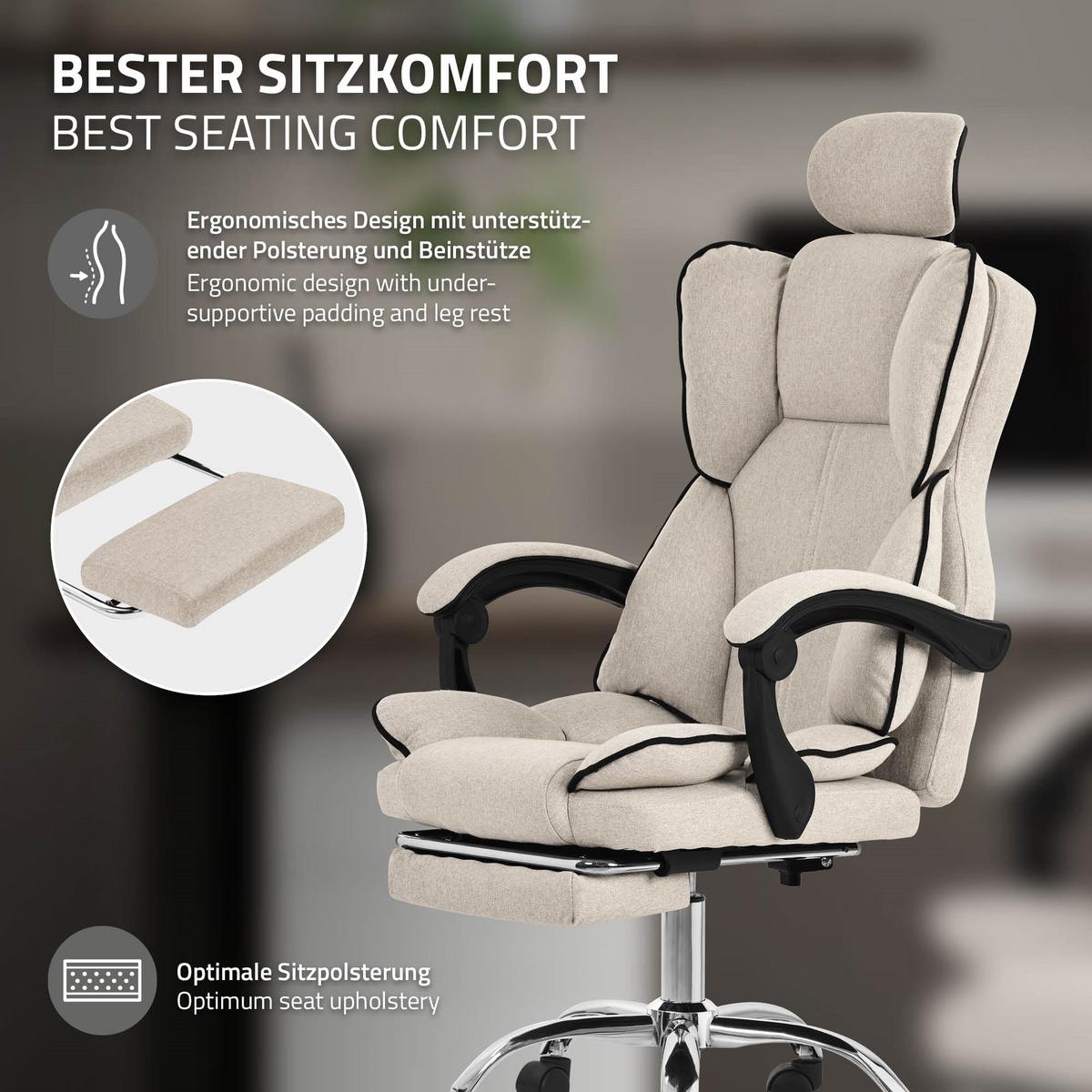 BÜROSTUHL Beige - Beige/Silberfarben, Kunststoff/Metall (66/130.5/59cm) - ML-DESIGN