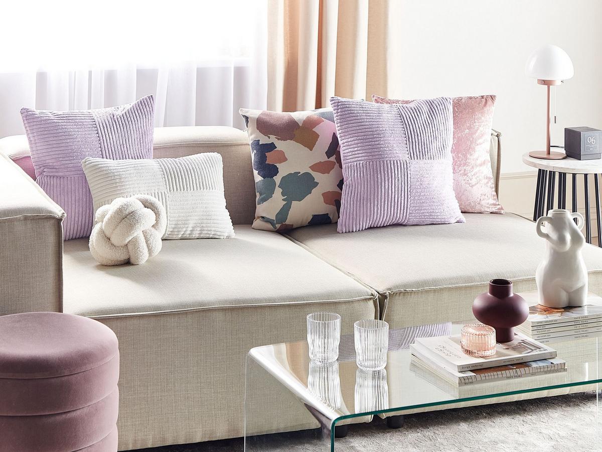DEKOKISSEN CORD 2er-Set Violett 43/43 cm Millet - Violett, Textil (43/43cm) - Beliani