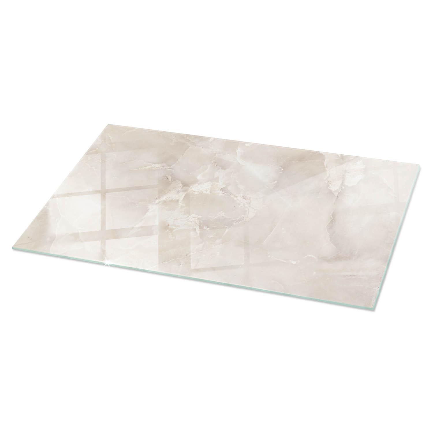 TISCHPLATTE 120x60 cm Marmorstrukturmuster - Creme, Glas (0.4/120/60cm) - TULUP