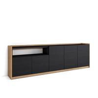 SIDEBOARD, Highboard, Schwarz Eiche, 260/37/80cm - Schwarz, Holzwerkstoff (260/80/37cm) - Skraut Home