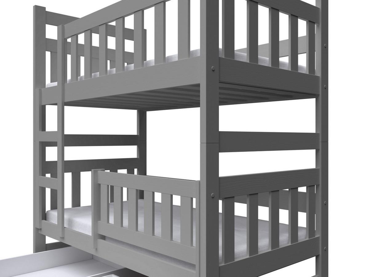 ETAGENBETT DINOS mit Bettkasten 80x185 cm Grau - Grau, Holz (80/185cm) - MASSENO
