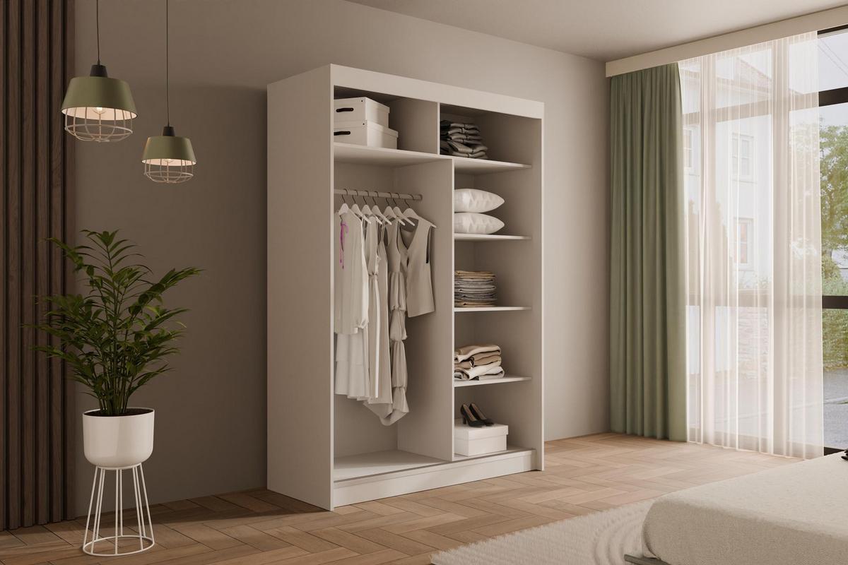 KLEIDERSCHRANK PEKA - 120 cm - Weiß|Grau - Weiß/Grau, Holzwerkstoff (120/215/61cm) - ALTDECOR