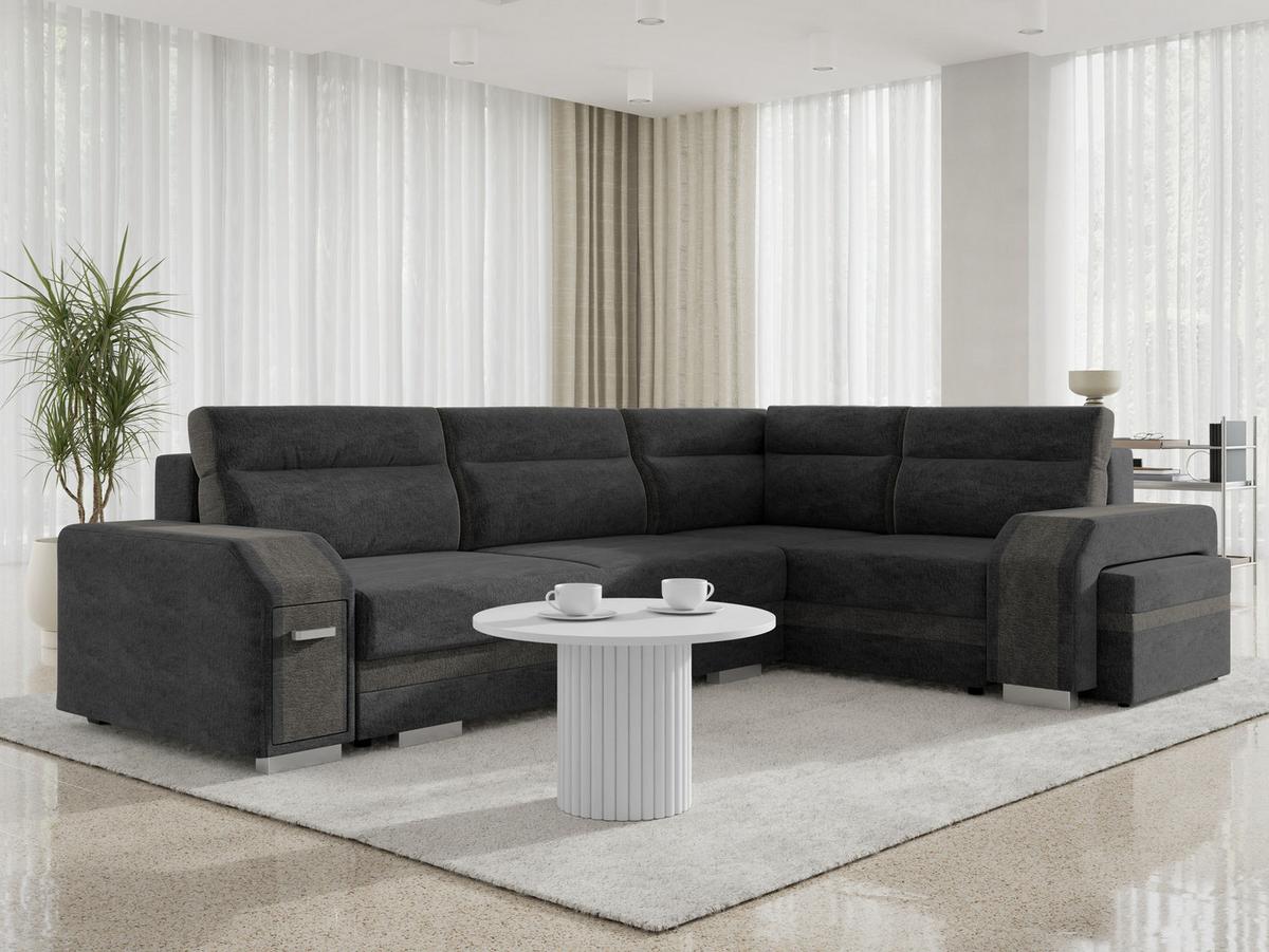 ECKSOFA Assan, Seite: Rechts - Chromfarben/Dunkelgrau, Holz/Kunststoff (305/205cm) - MIRJAN24
