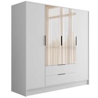 KLEIDERSCHRANK mit Spiegel und Flügeltüren KOLIN 200x200cm Weiß/Weiß - Weiß, Holzwerkstoff (200/200/51cm) - ALTDECOR