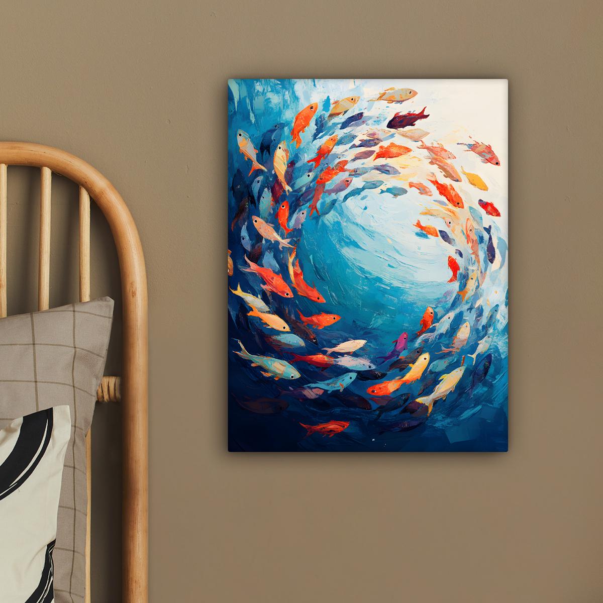 LEINWANDBILD Meer - Fische - Bunt - Dynamisch Room Decor 30x40 cm - Hellblau, Textil (30/40cm) - MuchoWow