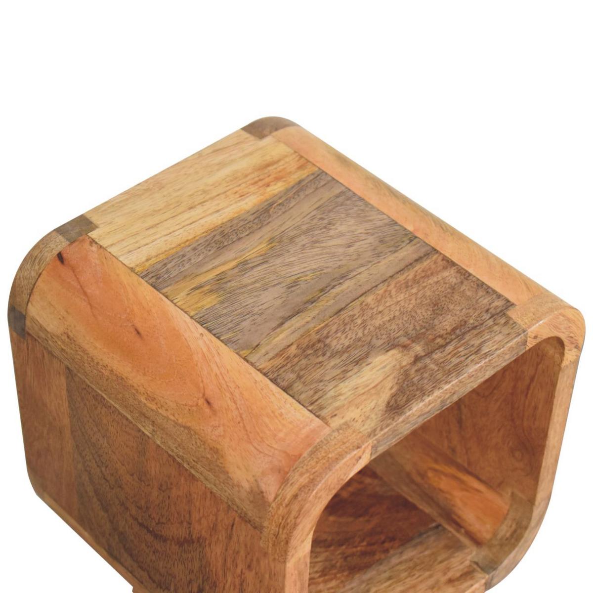NACHTTISCH Massivholz Extra Mini Minimalistisch Gebogen Oak-ish, Offenes Fach, Hellbraun - Hellbraun, Mangoholz/Holz (20/40/20cm) - Artisan Furniture