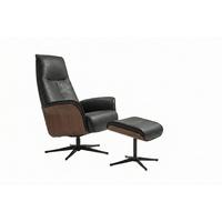 RELAXSESSEL FERREIRA Schwarz Leder Relaxfunktion - Schwarz, Leder/Metall (78/106/84cm) - KAWOLA